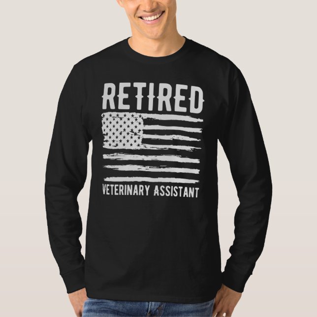 Retired Veterinary Assistant Profession American F T Shirt (Framsida)