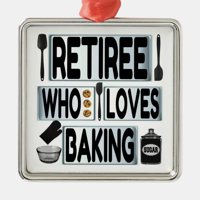 Retiree Kärlek Baking Julgransprydnad Metall (Framsidan)