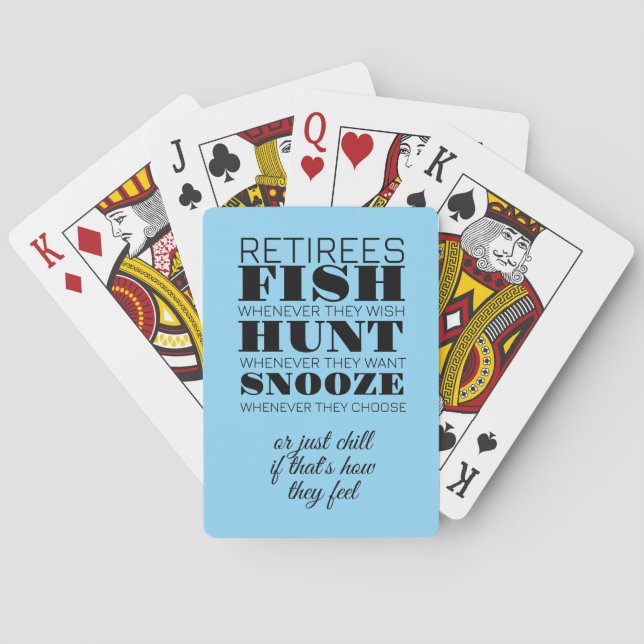 Retirees fiskar jaga och snosera casinokort (Baksidan)