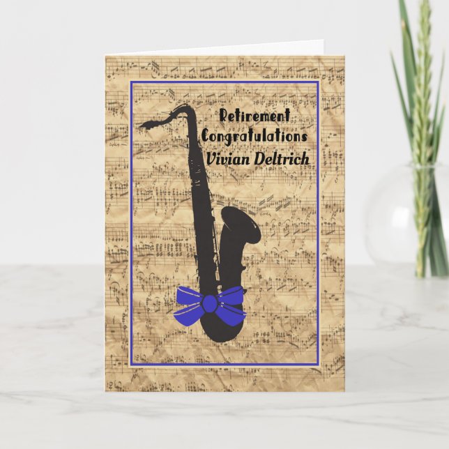Retirement Card for Musician Notes and Sax Kort (Framsida)