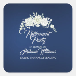 Retirement Female Party Vintage White Rose Border  Fyrkantigt Klistermärke