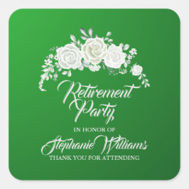 Retirement Female Party Vintage White Rose Border  Fyrkantigt Klistermärke
