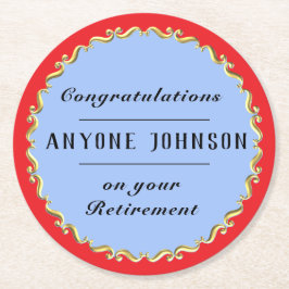 Retirement Gold-scroll Design personalize Underlägg Papper Rund