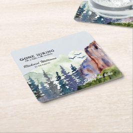 Retirement Gone Hiking Life is Better Mountains Underlägg Papper Kvadrat