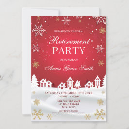 Retirement Holiday Party Red Winter Invitation Inbjudningar