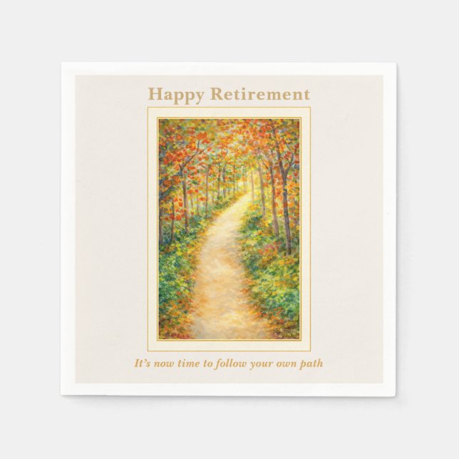 Retirement Napkin | Autumn Path Countryside Scene Pappersservett (Framsidan)