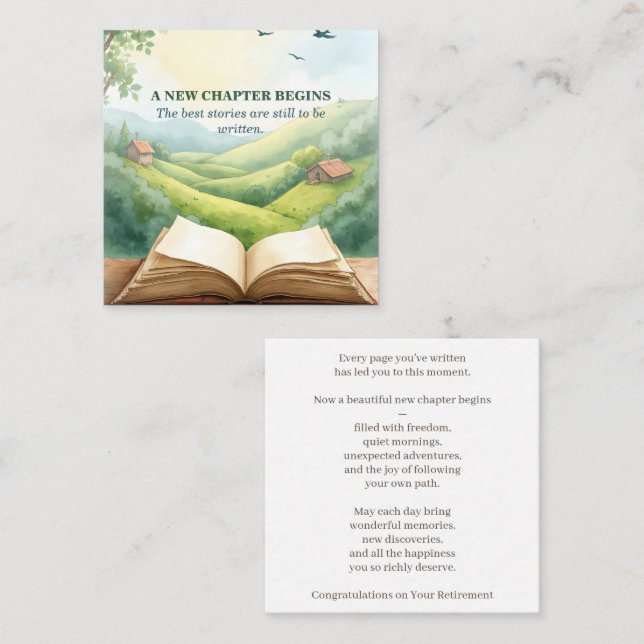 Retirement Open Book New Chapter Landscape Scene Anteckningskort (Fram/baksida)