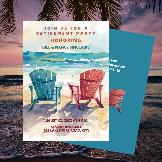 Retirement Party Beach Theme Casual Fun Inbjudningar (Retirement Party Beach Theme Casual Fun Invitation)