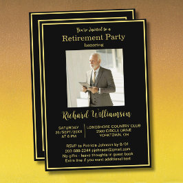 Retirement Party Elegant and Gold Photo  Inbjudningar