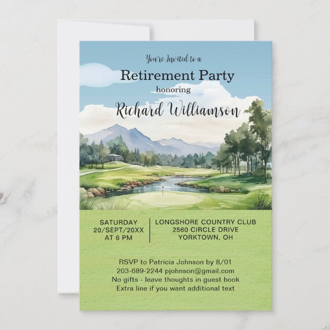 Retirement Party Golf Theme Invitation Inbjudningar (Framsida)