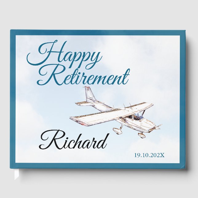 Retirement Party Guest book with Airplane Design 3 Gästböcker (Framsida)