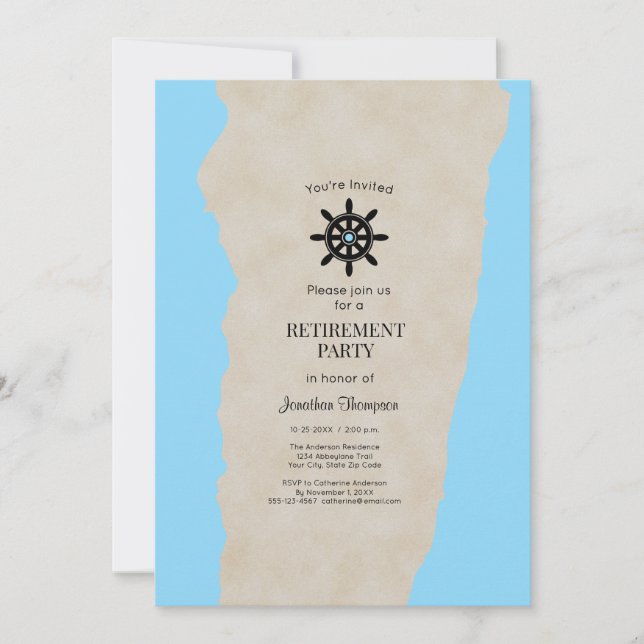 Retirement Party Nautical Custom Invitation Inbjudningar (Framsida)