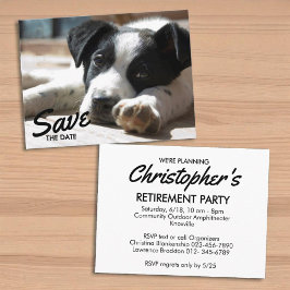 Retirement Party Replaceable Photo Save The Date Meddelande Vykort