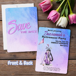 Retirement Party Save The Date Watercolor Golf Bag Spara Datumet