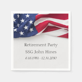 Retirement Party USA Flag Military Name Rank Pappersservett