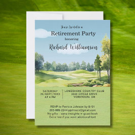 Retirement Party Watercolor Golf Theme Invitation Inbjudningar