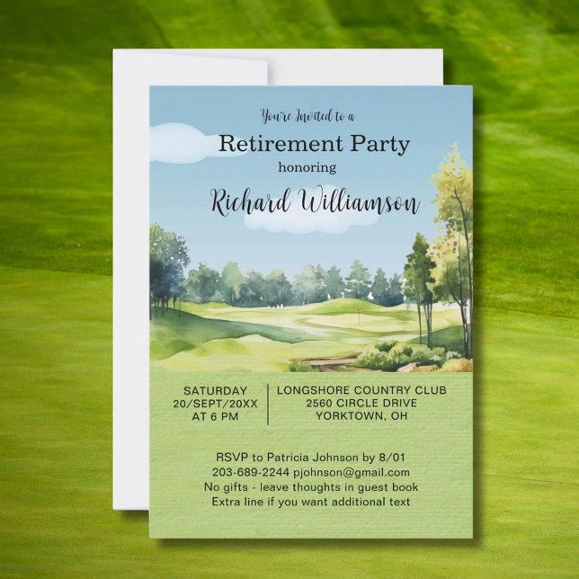 Retirement Party Watercolor Golf Theme Invitation Inbjudningar (Skapare uppladdad)