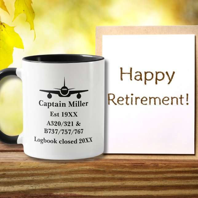 Retirement Pilot Airplane Minimalist Black Custom Mugg (Skapare uppladdad)