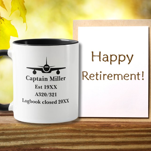 Retirement Pilot Airplane Minimalist Black Custom Mugg (Skapare uppladdad)