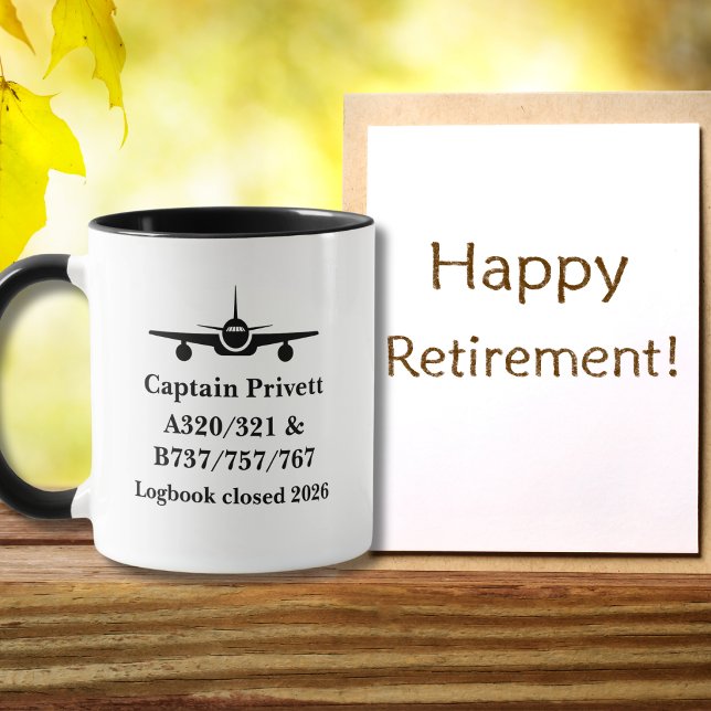 Retirement Pilot Airplane Minimalist Black Custom Mugg (Skapare uppladdad)