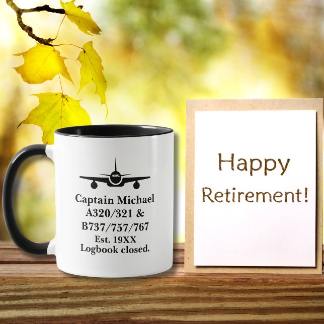 Retirement Pilot Airplane Minimalist Black Custom Mugg (Skapare uppladdad)