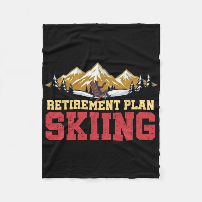 Retirement Plan Skiing Vintage Sunset Retro Skier  Fleecefilt (Framsidan)