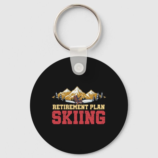 Retirement Plan Skiing Vintage Sunset Retro Skier  Nyckelring (Framsida)