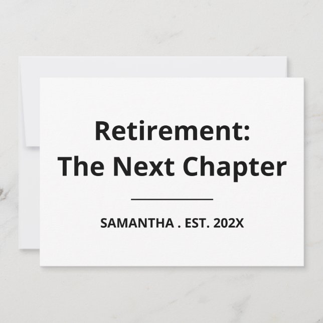 Retirement: The Next Chapter Funny Retirement Card Kort (Framsida)