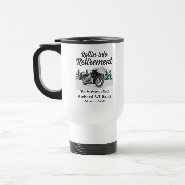 Retirement Travel Theme Classic Motorbike Rolling Resemugg (Vänster)
