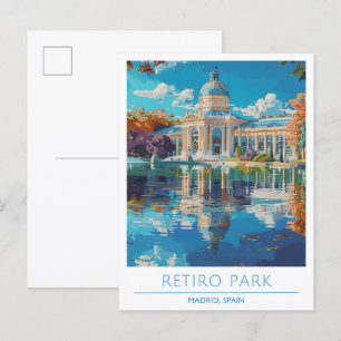 Retiro Park Madrid Spanien Vintage resor Vykort