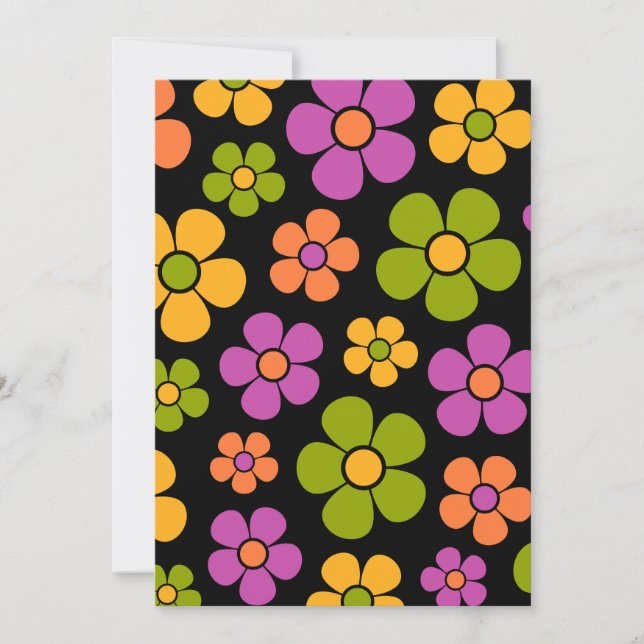 Reto 1960-talets Stil-Blommönster för mellanliggan Inbjudningar (Framsida)