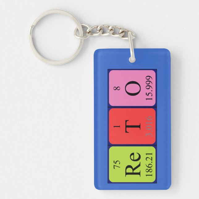 Reto periodisk nyckelring bord namn (Framsidan)