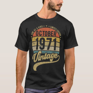 Reto Vintage 49th Birthday Born in October 1971 T Shirt