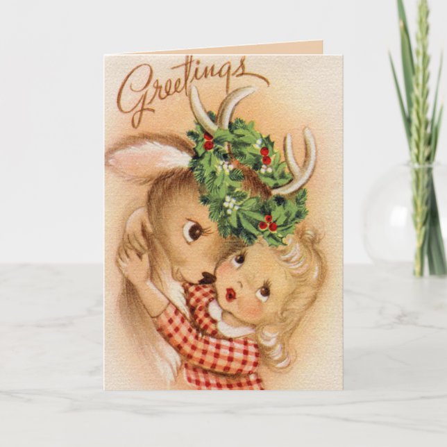 retorik julgransflicka tillför hjort helgkort (Framsida)