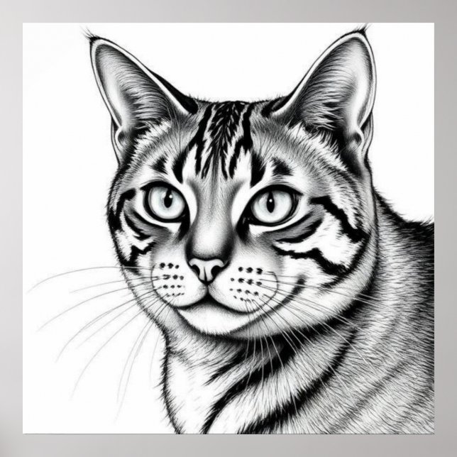 Retrato de gato en blanco y negro estilo artístico poster (Framsidan)