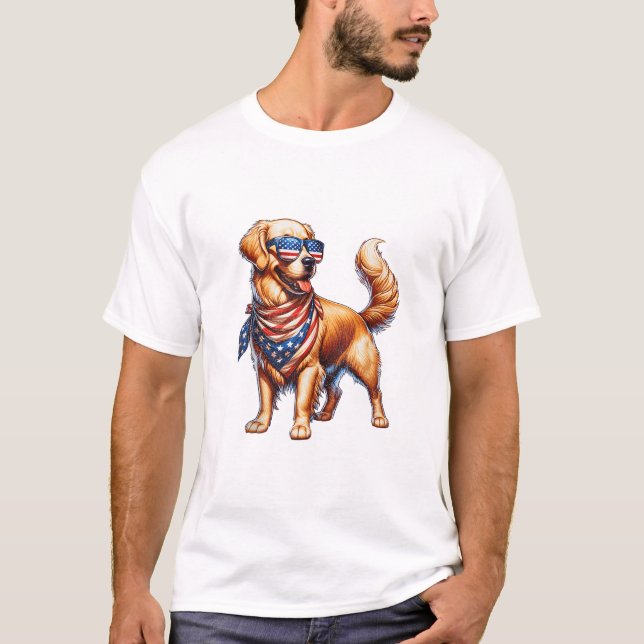 Retriever American Flagga T Shirt (Framsida)