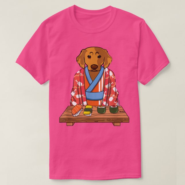 Retriever Golden Hund Kimono Kawaii Japanska Foodi T Shirt (Design framsida)