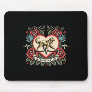 Retriever Heartslag Tattoo Retro Ro Hund älskare L Musmatta