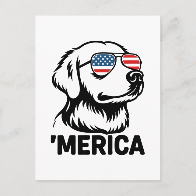Retriever Hund 4 juli Merica Helg Vykort (Framsida)