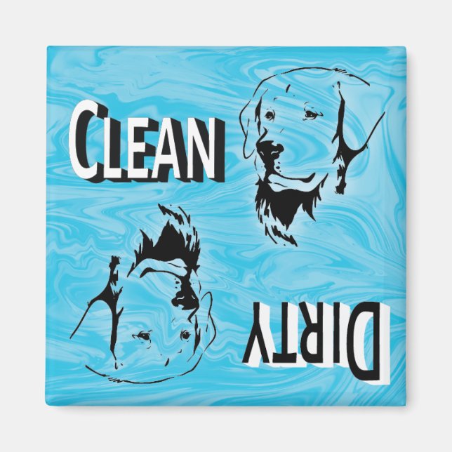 Retriever Hund Clean Dirty Dishwasher Reversible Magnet (Framsidan)