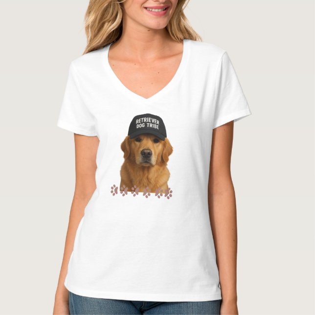 Retriever hund i mössa t shirt (Framsida)