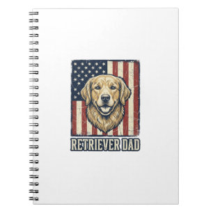 Retriever Pappa Vintage Hund Flagga Tröja Design_1 Anteckningsbok