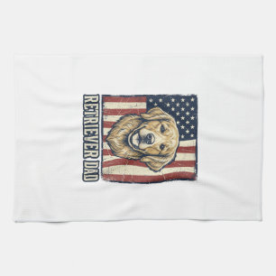 Retriever Pappa Vintage Hund Flagga Tröja Design_1 Kökshandduk