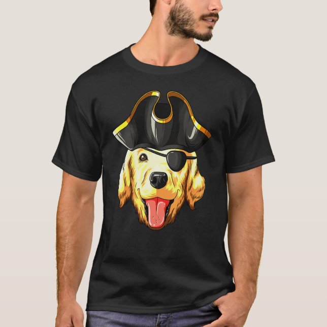 Retriever Pirater Hat Golden Retriever T Shirt (Framsida)