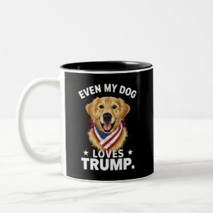 Retriever Till och med min hund älskar Trump USA F Två-Tonad Mugg