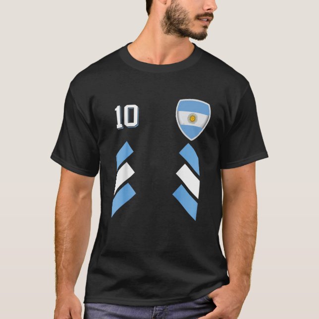 Retro10 Argentinas fotbollsmatarge T Shirt (Framsida)