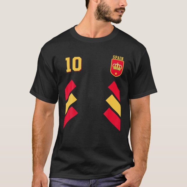 Retro10 Spanska fotbollsförbundet Spanien Flagga T Shirt (Framsida)