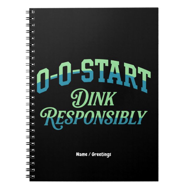 Retro 0-0-Start Court Aesthetic Minimal Pickleball Anteckningsbok (Framsidan)