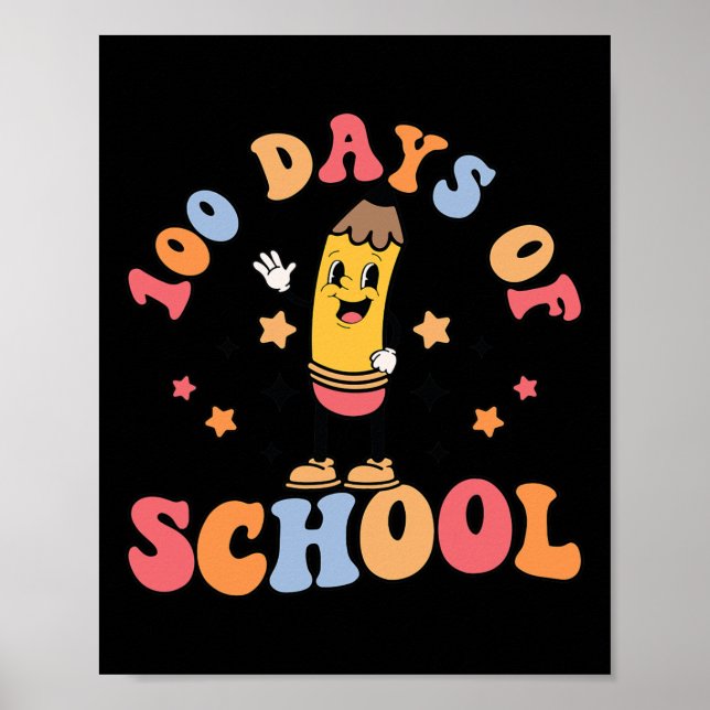Retro 100 dagar för lärare i Studenter 100th D Poster (Framsidan)