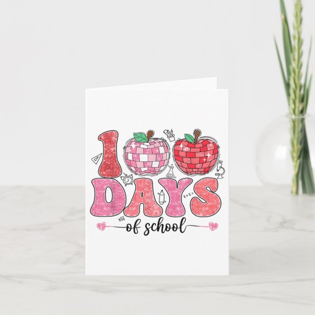 Retro 100 dagar skolledighet Ansikte 100 dagar Kort (Framsida)